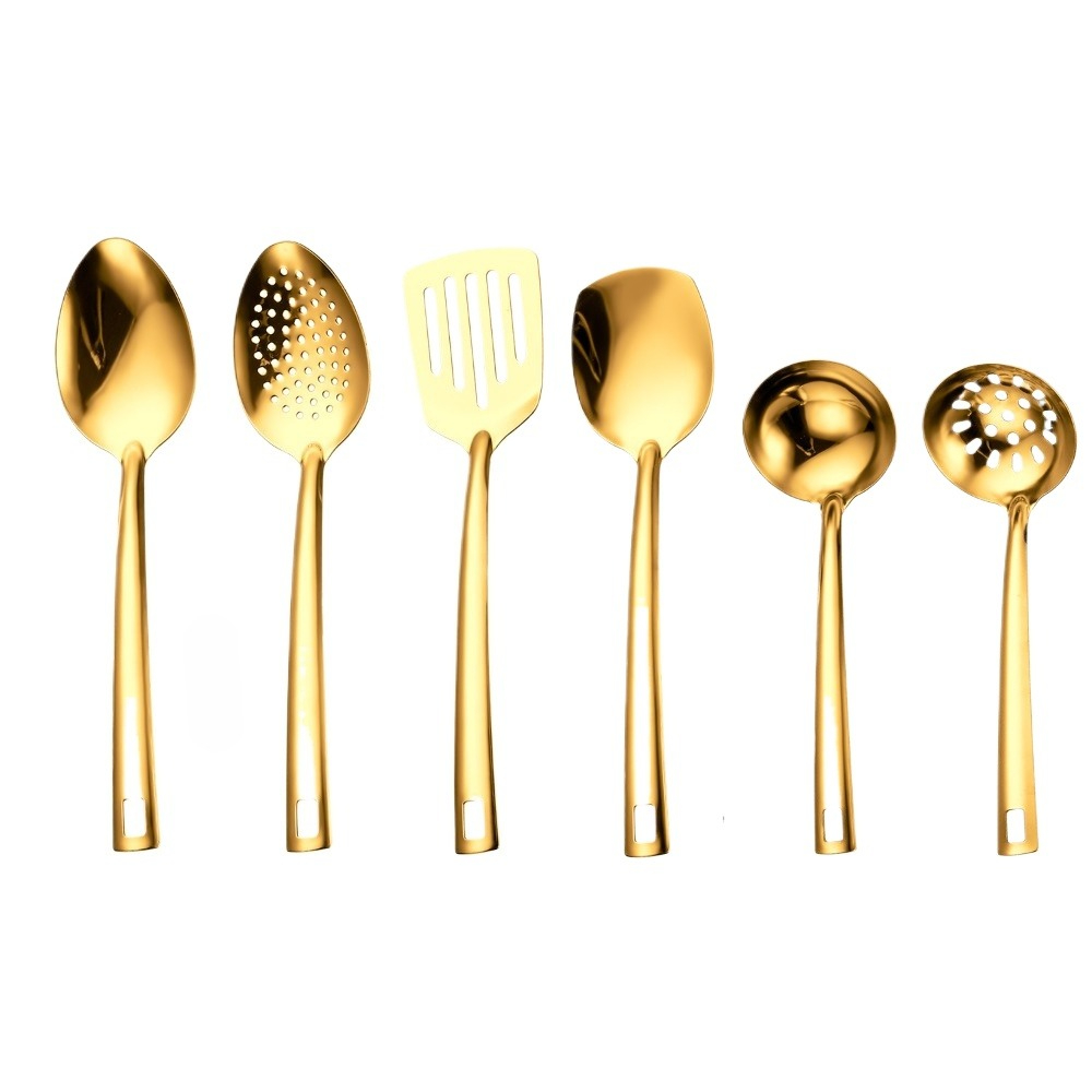 Offset Spatula Set - 6pcs Stainless Steel Cooking Spoons Slotted