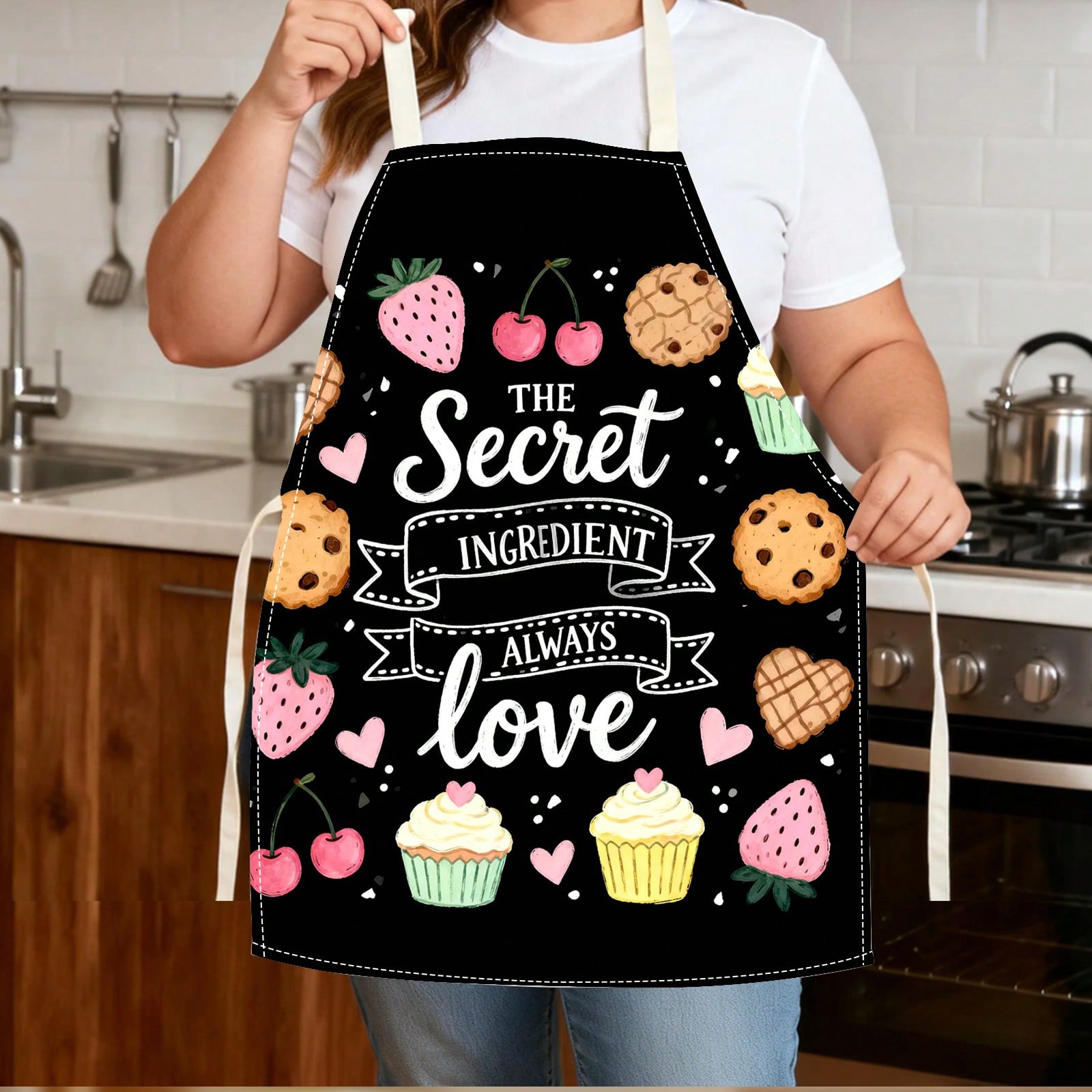 Kitchen Baking Gift Ideas - Warm Pink And Black Dessert Heart