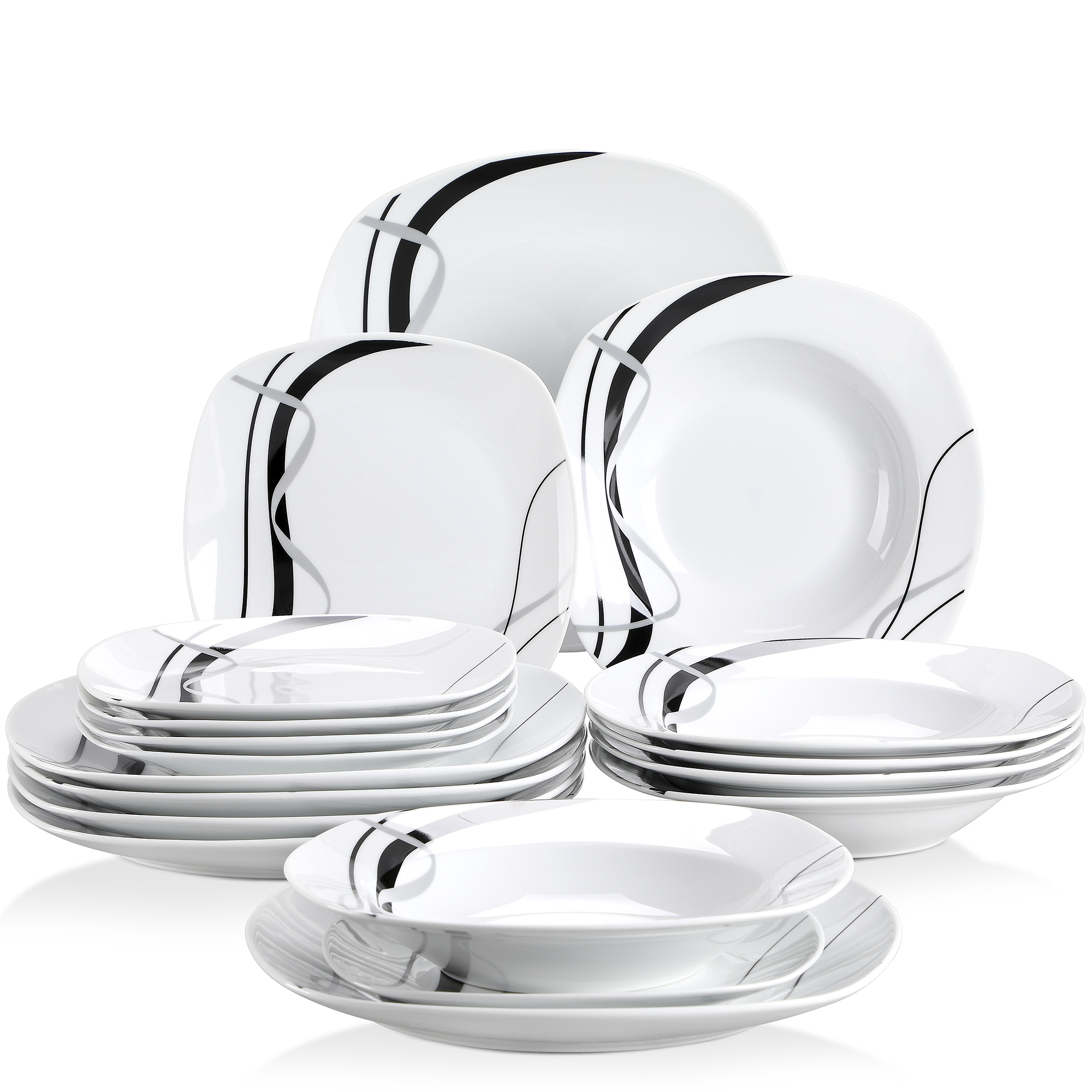 Cake Board Round - VEWEET FIONA 18/36-Piece Porcelain Ceramic Black