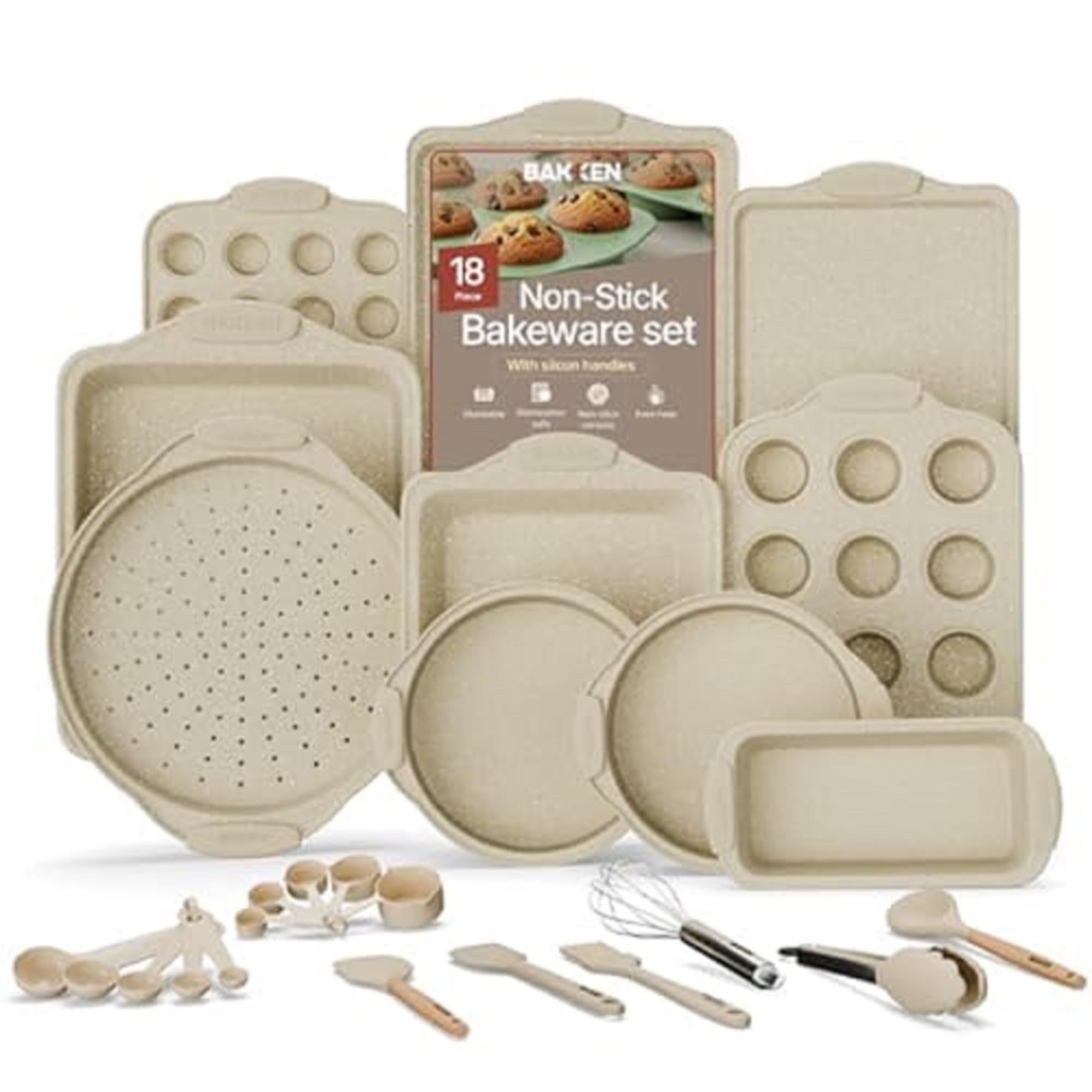 Kitchen Oven Baking Pans - 18 Piece Kitchen Bakeware Set Carbon