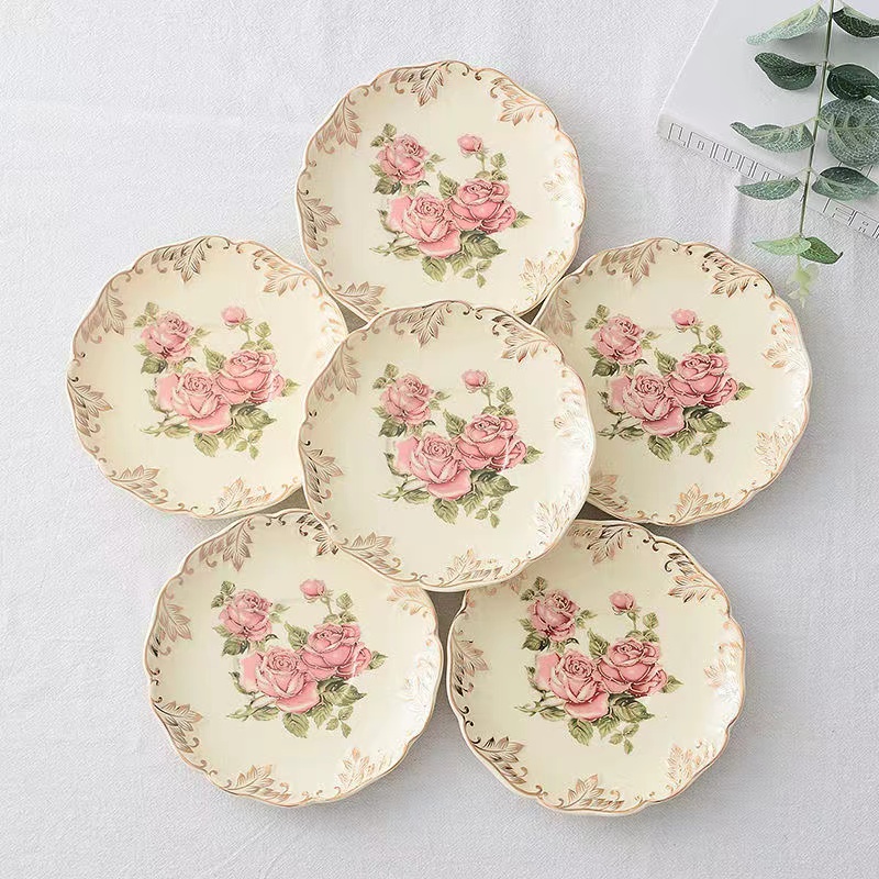Cake Board Round - Rose Flower Hand Painted Coffee Cup