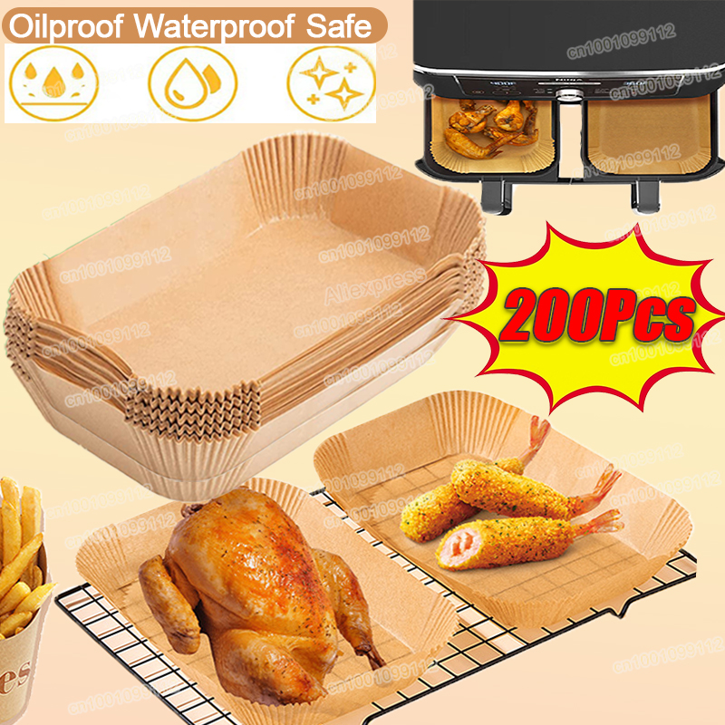 Kitchen Oven Baking Pans - 100/50PCS Rectangle Air Fryer Paper Square