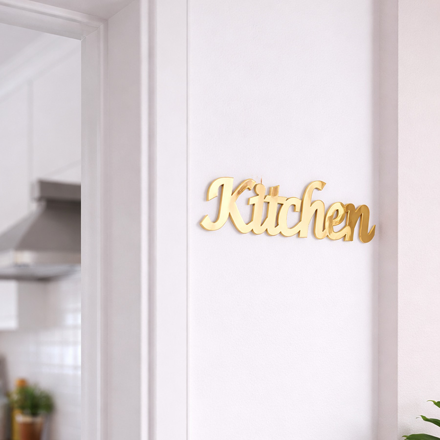 Kitchen Baking Cabinet - Kitchen Script Acrylic Mirror Wall Sticker,
