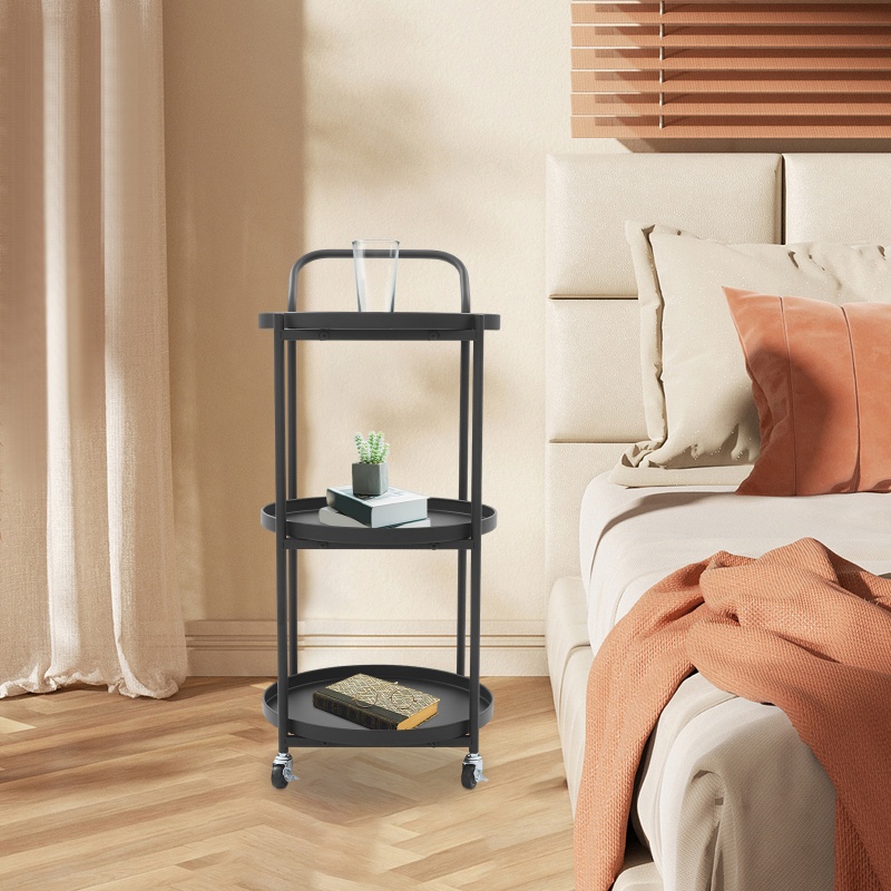 Kitchen Baking Trolley - 3-Tier Premium Iron Rolling Bar Cart