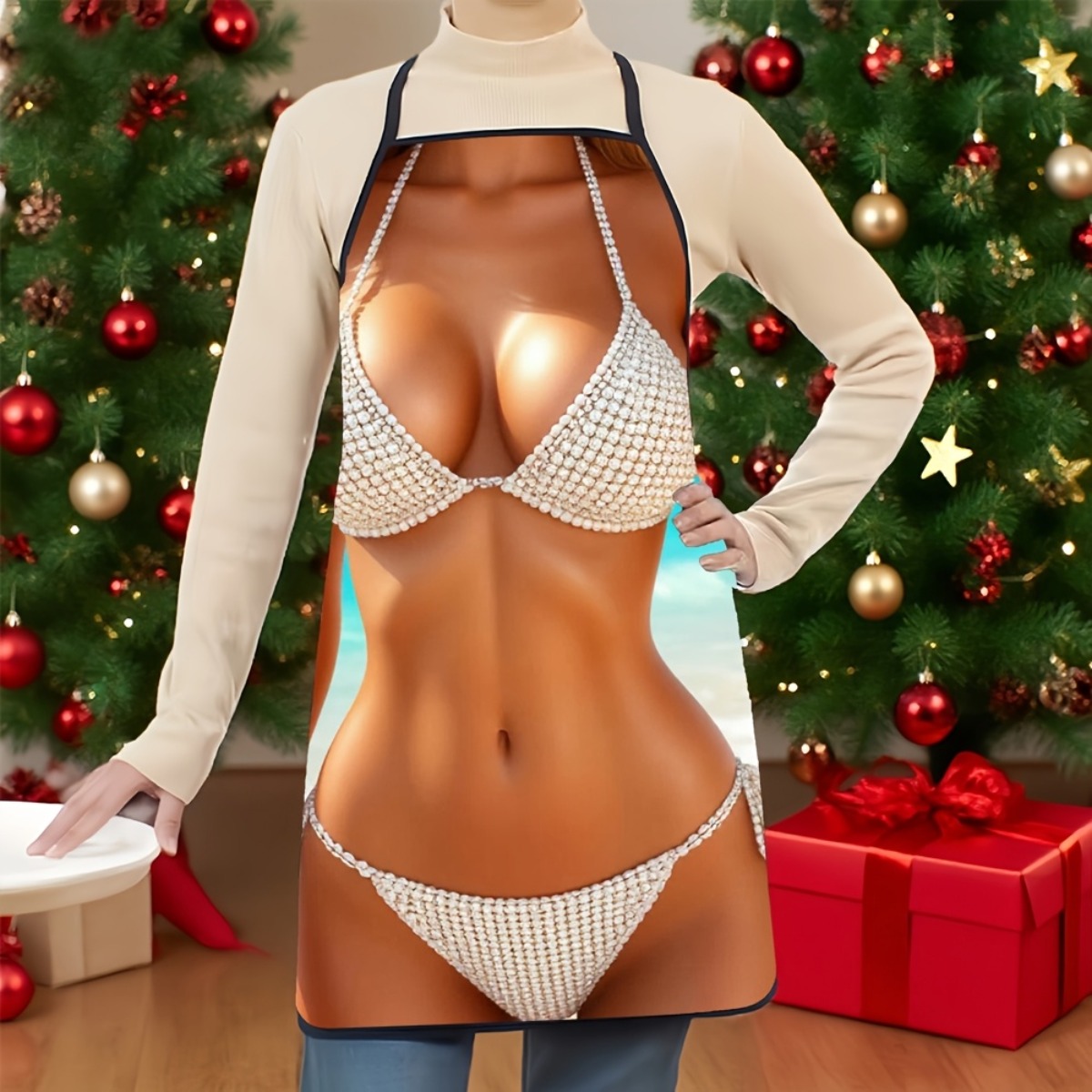 1pc Bikini Print Apron - Fashi - Baking Kitchen At Home avaliação e preço
