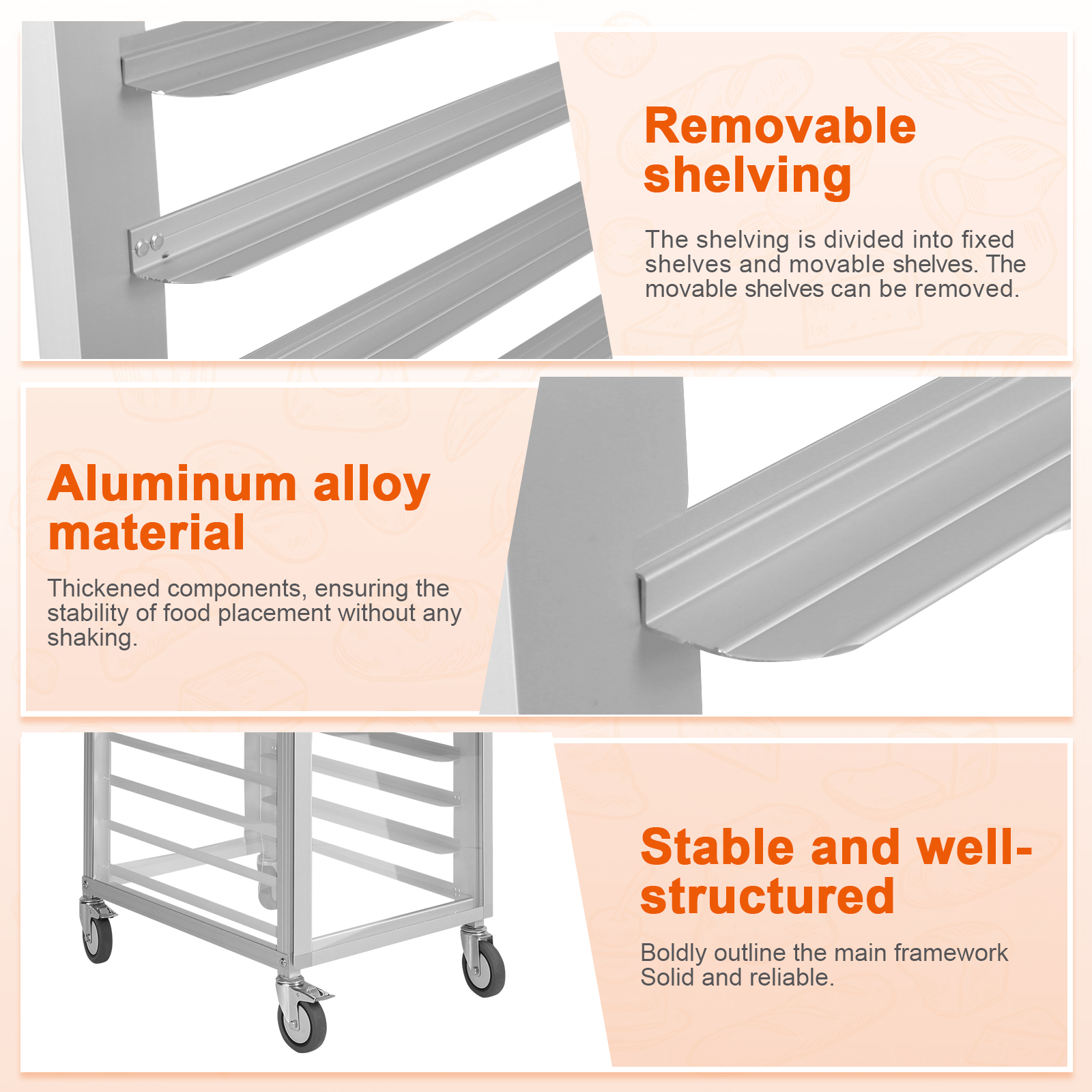 18 Tiers Baking Tray Rack with - Kitchen Baking Trolley avaliação e preço