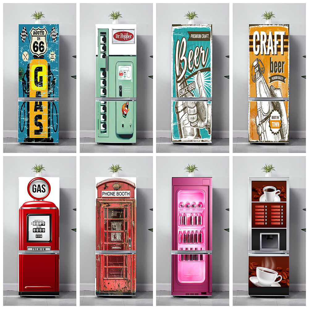 Retro Phone Booth Printed Refr - Kitchen Baking Cabinet avaliação e preço