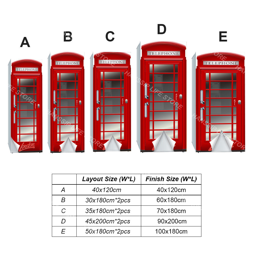 Retro Phone Booth Printed Refr - Kitchen Baking Cabinet avaliação e preço