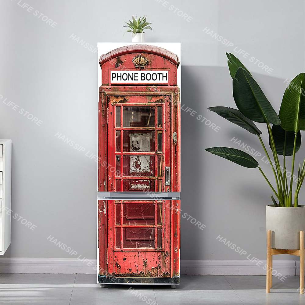 Retro Phone Booth Printed Refr - Kitchen Baking Cabinet avaliação e preço