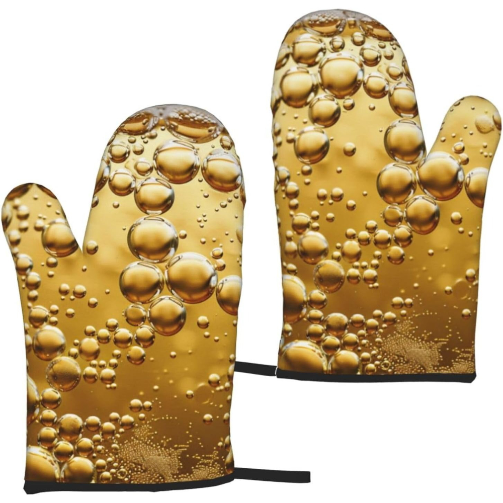 Beer Bubble Printed Oven Mitts - Kitchen Baking Gift Ideas avaliação e preço
