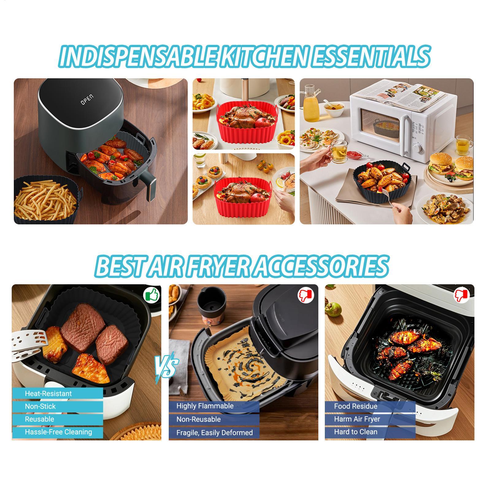 Silicone Air Fryer Liners Pot  - Kitchen Oven Baking Pans avaliação e preço
