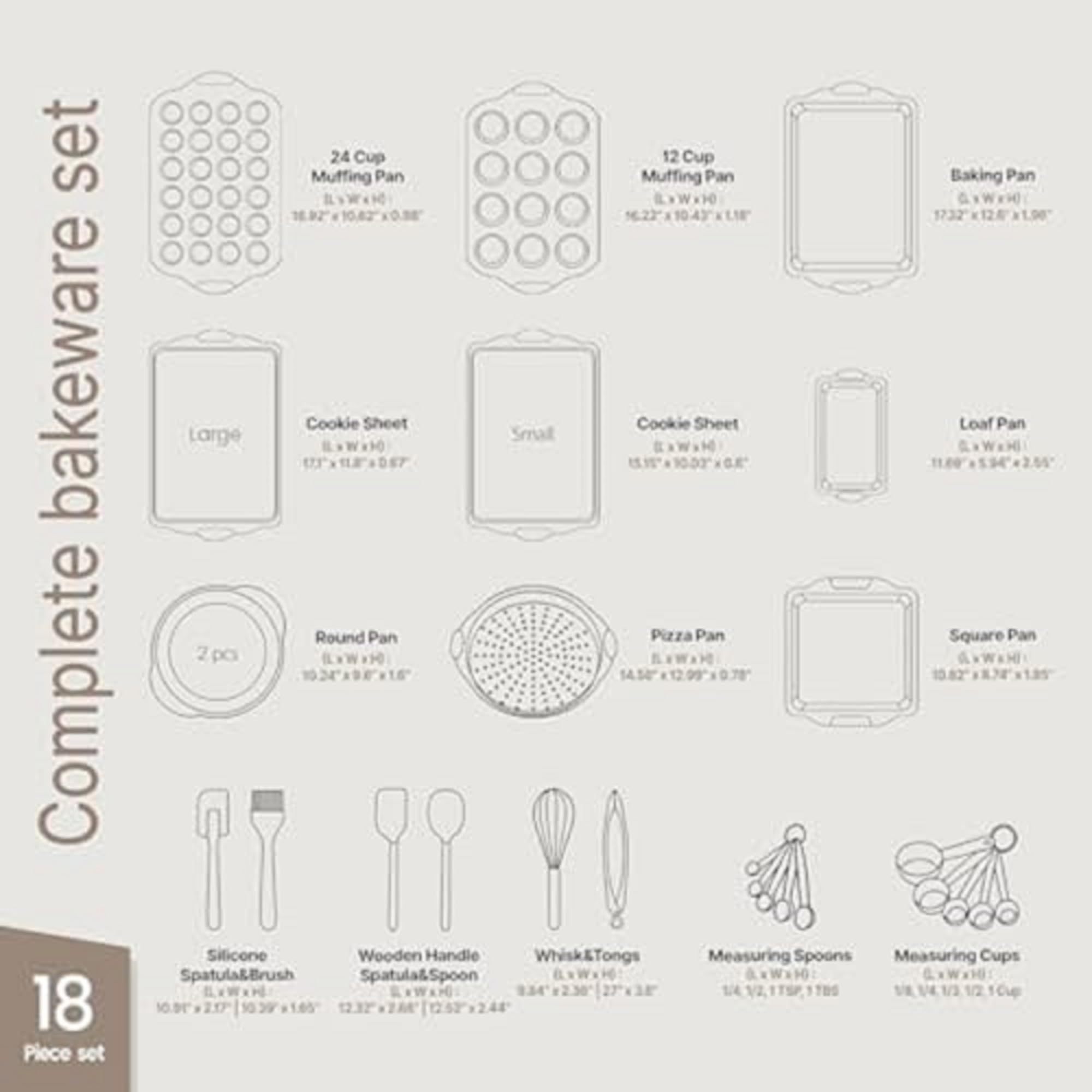 18 Piece Kitchen Bakeware Set  - Kitchen Oven Baking Pans avaliação e preço