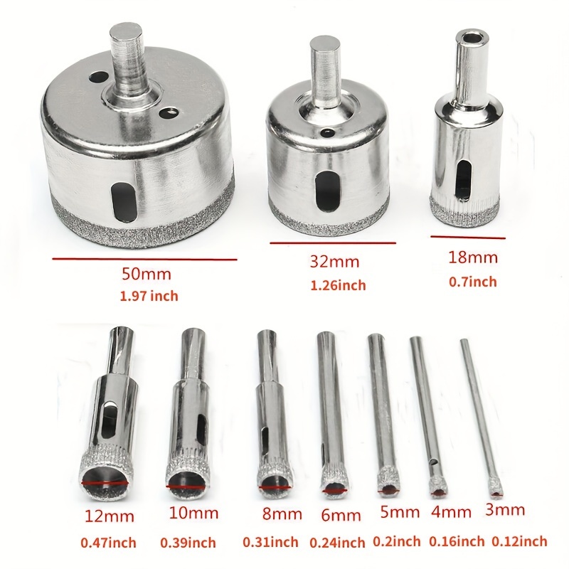 10PCS 3-50mm Diamond Hole Saw  - Rolling Pin Marble avaliação e preço