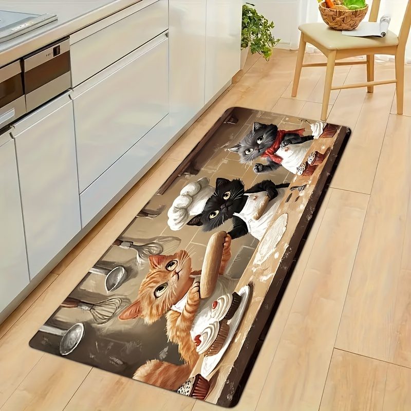 Cute Chef Cat Kitchen Long Mat - Kitchen Living Baking Mats avaliação e preço