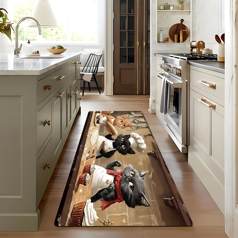 Cute Chef Cat Kitchen Long Mat - Kitchen Living Baking Mats avaliação e preço