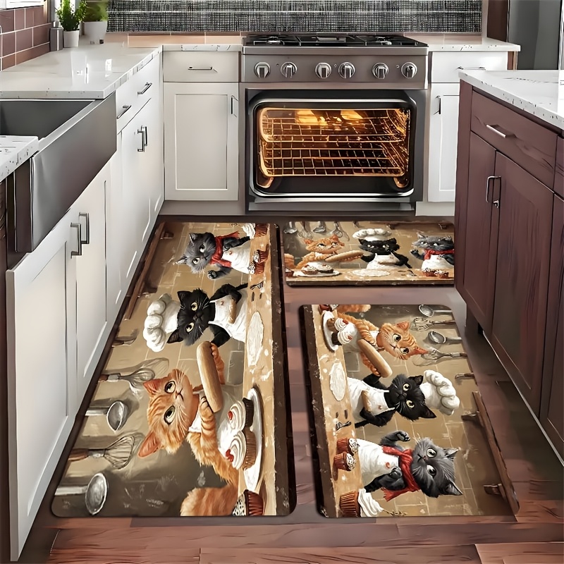 Cute Chef Cat Kitchen Long Mat - Kitchen Living Baking Mats avaliação e preço