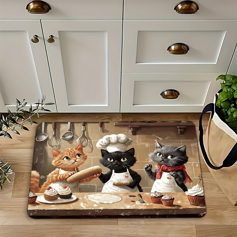 Cute Chef Cat Kitchen Long Mat - Kitchen Living Baking Mats avaliação e preço