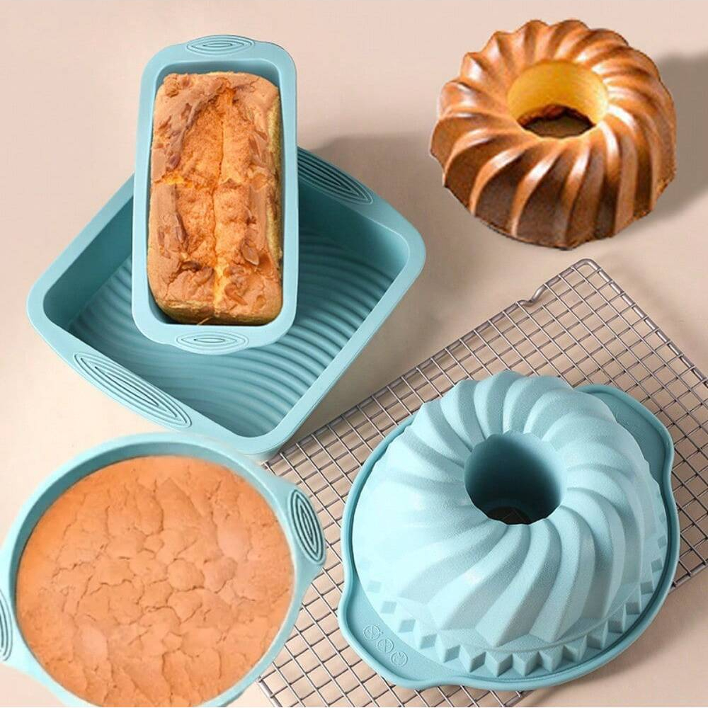 Silicone Cake Baking Mould Set - Kitchen Oven Baking Pans avaliação e preço