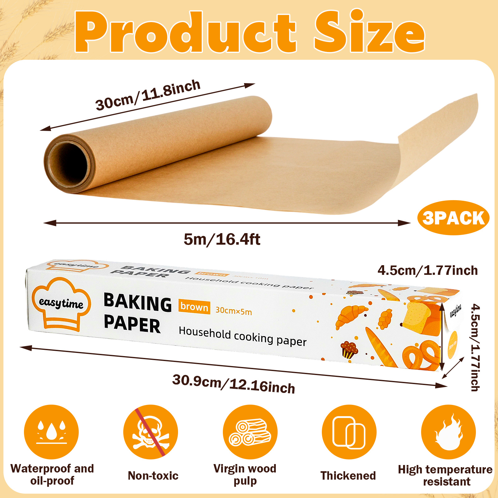 Non-stick Parchment Paper Roll - Kitchen Roll Baking avaliação e preço