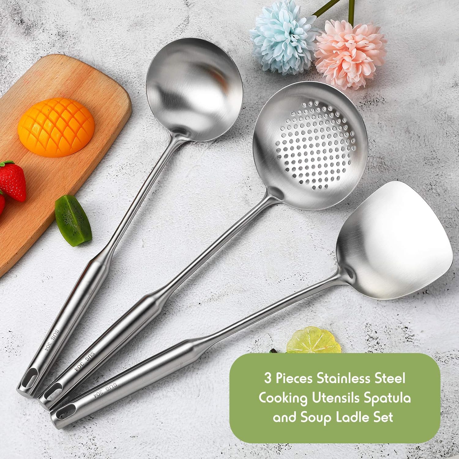Wok Spatula, Ladle and Large S - Offset Spatula Set avaliação e preço