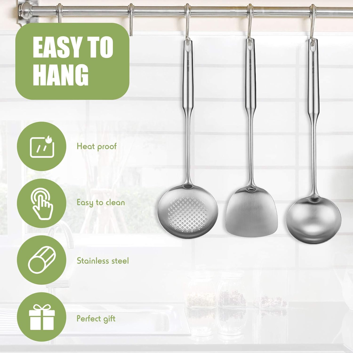 Wok Spatula, Ladle and Large S - Offset Spatula Set avaliação e preço