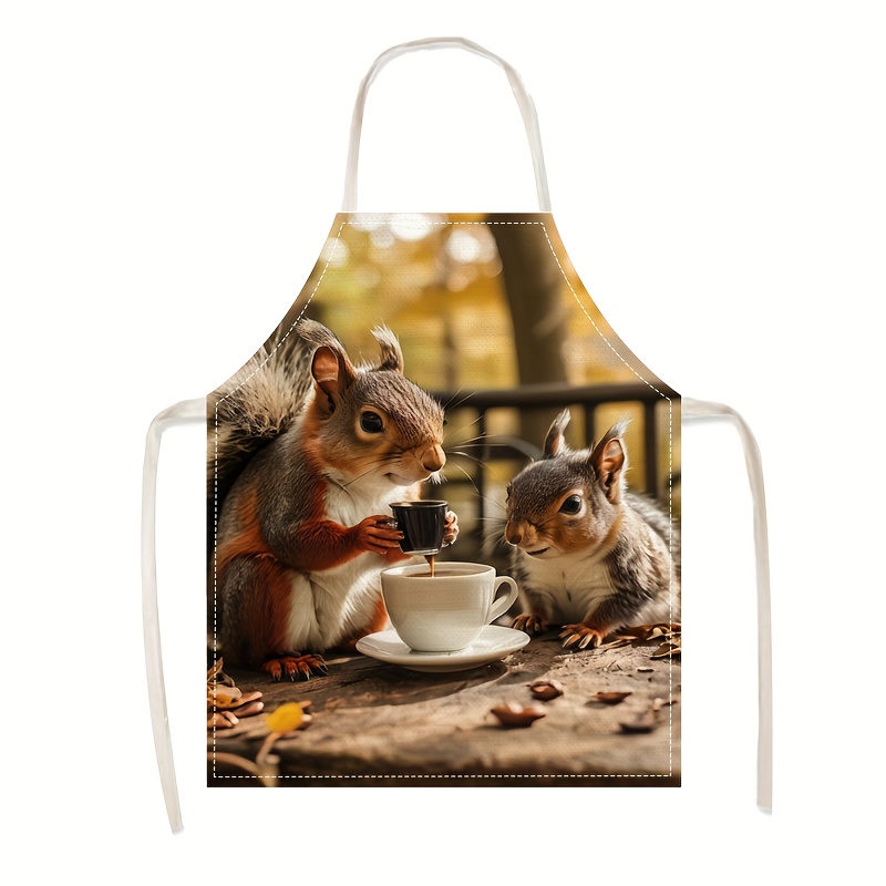Linen Apron Squirrel Coffee Sc - Kitchen Baking Gift Ideas avaliação e preço