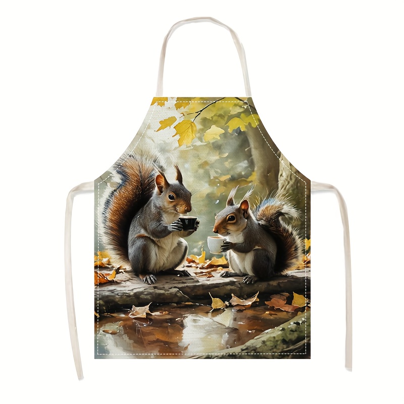 Linen Apron Squirrel Coffee Sc - Kitchen Baking Gift Ideas avaliação e preço