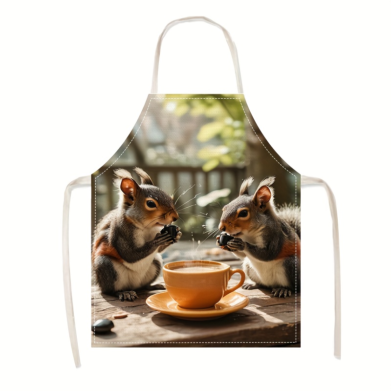 Linen Apron Squirrel Coffee Sc - Kitchen Baking Gift Ideas avaliação e preço
