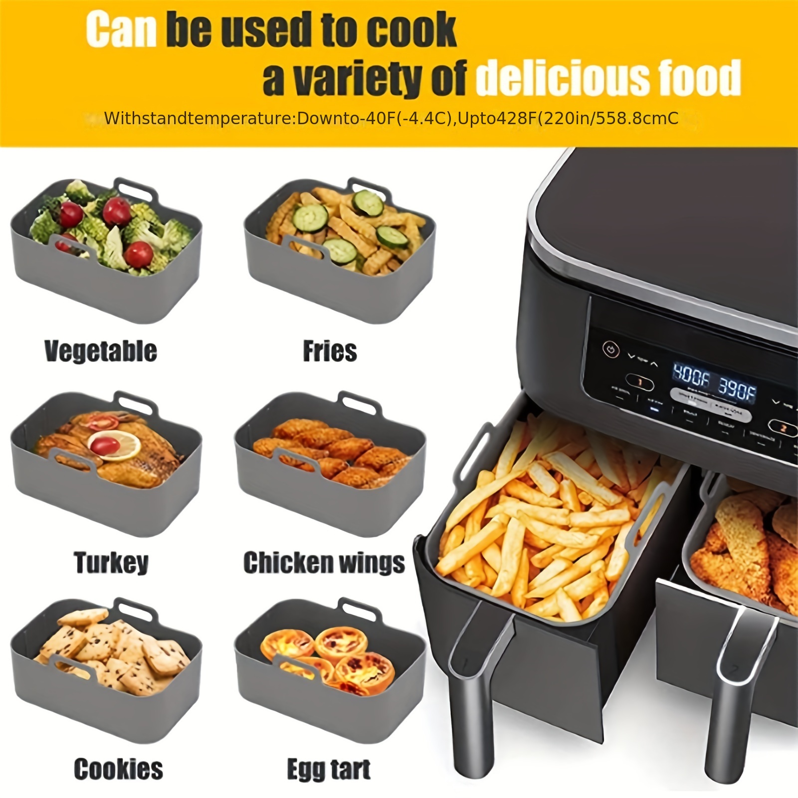 1/2Pcs Air Fryer Silicone Tray - Kitchen Oven Baking Pans avaliação e preço
