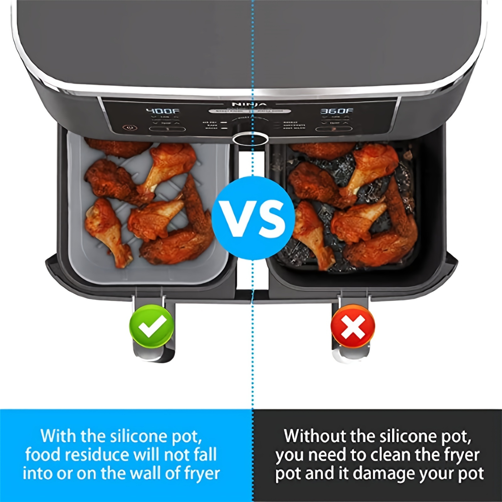 1/2Pcs Air Fryer Silicone Tray - Kitchen Oven Baking Pans avaliação e preço