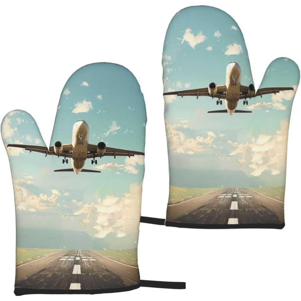 Airplane Printed Oven Mitts 2p - Kitchen Baking Gift Ideas avaliação e preço