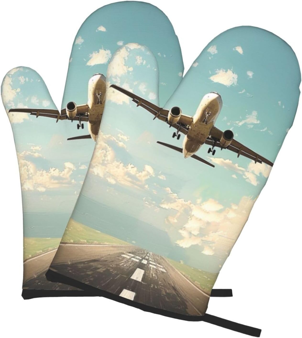 Airplane Printed Oven Mitts 2p - Kitchen Baking Gift Ideas avaliação e preço