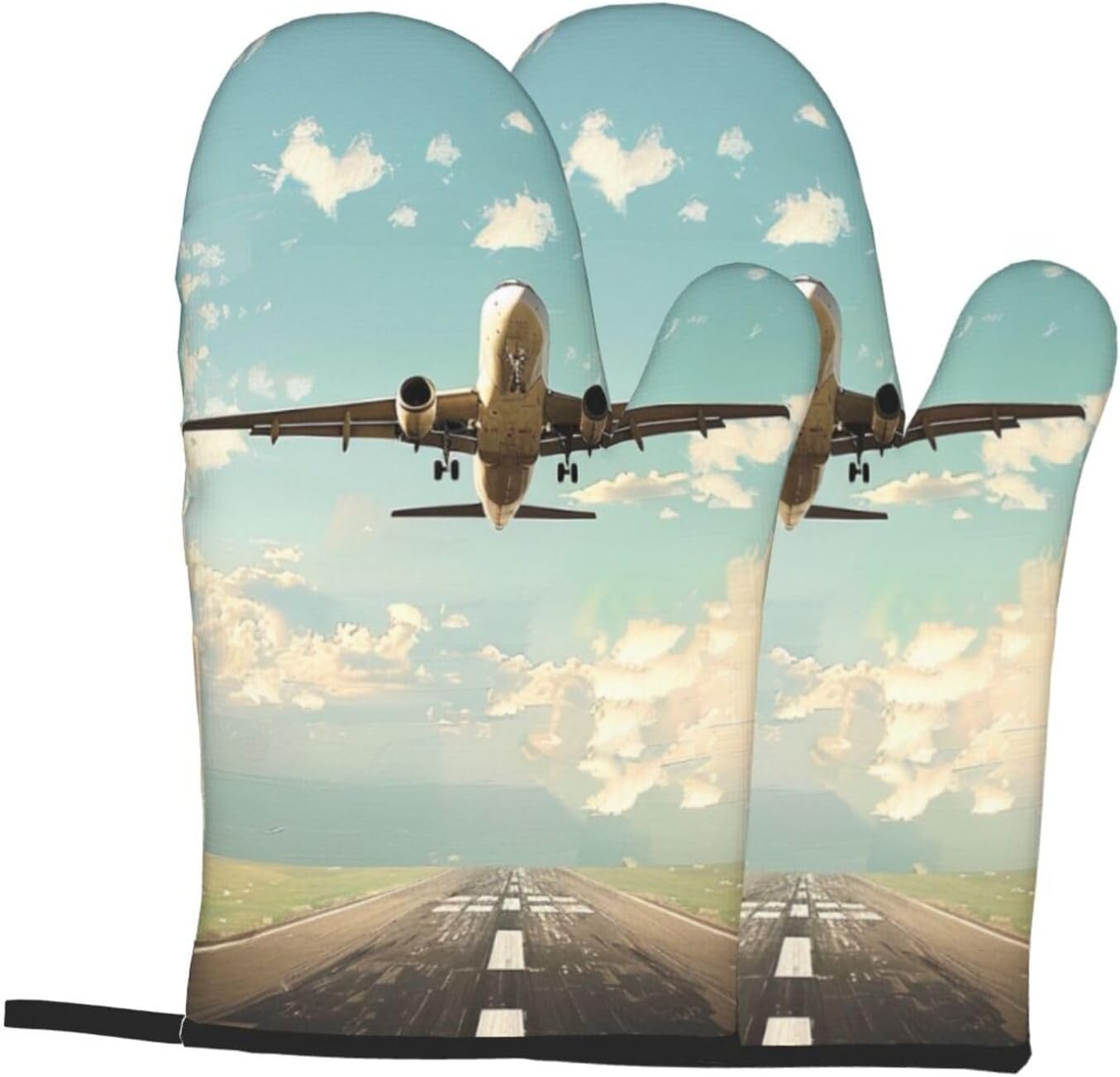Airplane Printed Oven Mitts 2p - Kitchen Baking Gift Ideas avaliação e preço