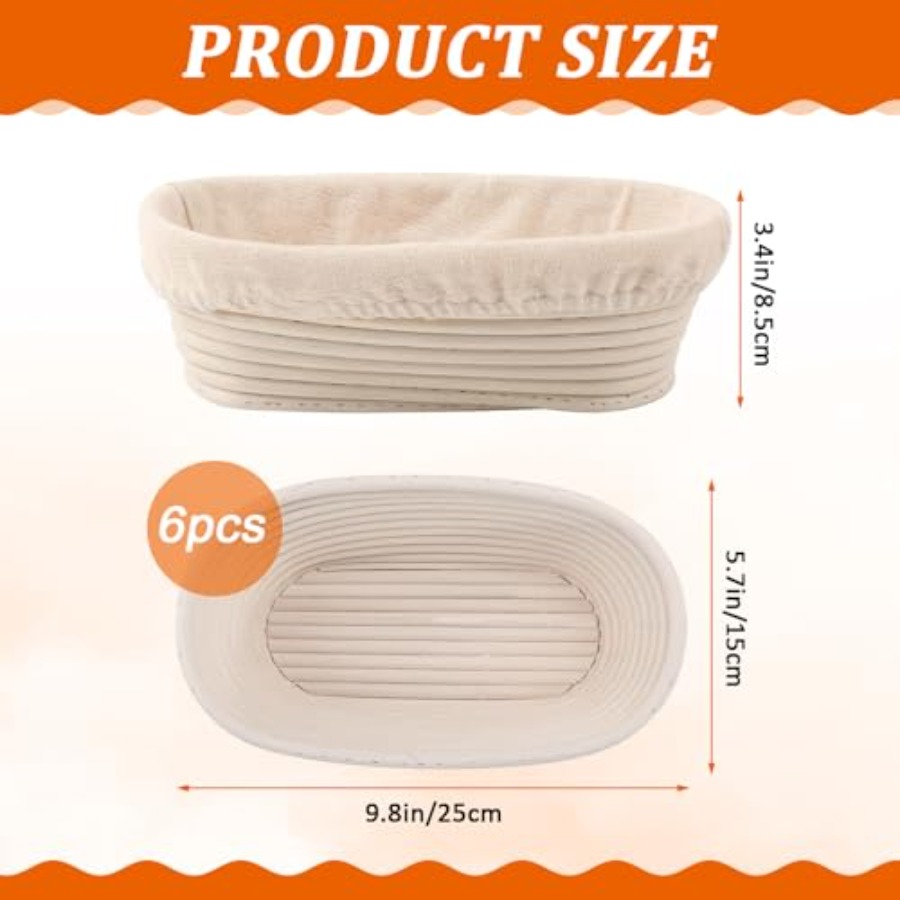6 Pack Oval Banneton Proofing  - Proofing Basket Banneton avaliação e preço