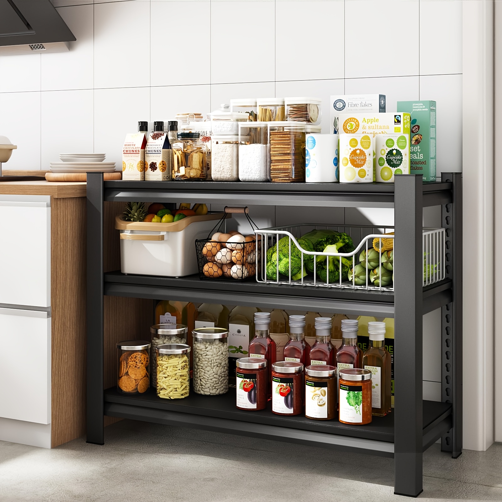 3-Tier Storage Shelving Unit,  - Kitchen Baking Cabinet avaliação e preço
