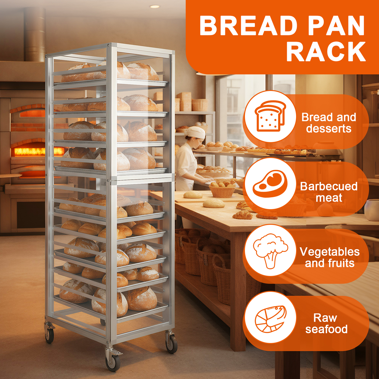 18 Tiers Baking Tray Rack with - Kitchen Baking Trolley avaliação e preço