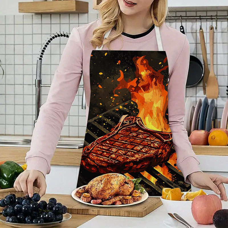 1pc BBQ Steak Apron with Flame - Kitchen Baking Gift Ideas avaliação e preço