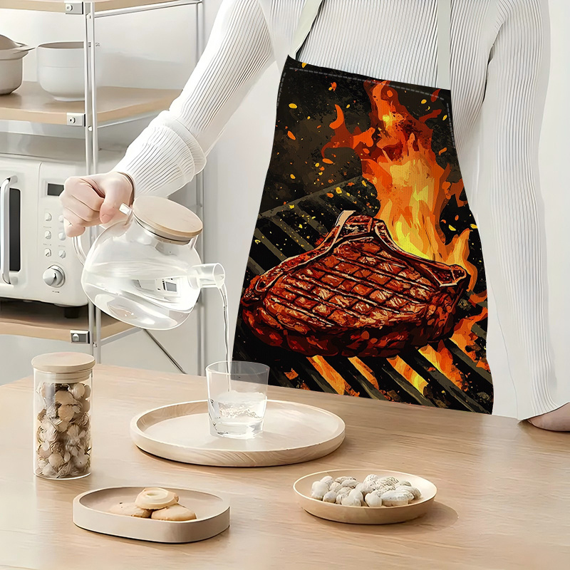 1pc BBQ Steak Apron with Flame - Kitchen Baking Gift Ideas avaliação e preço