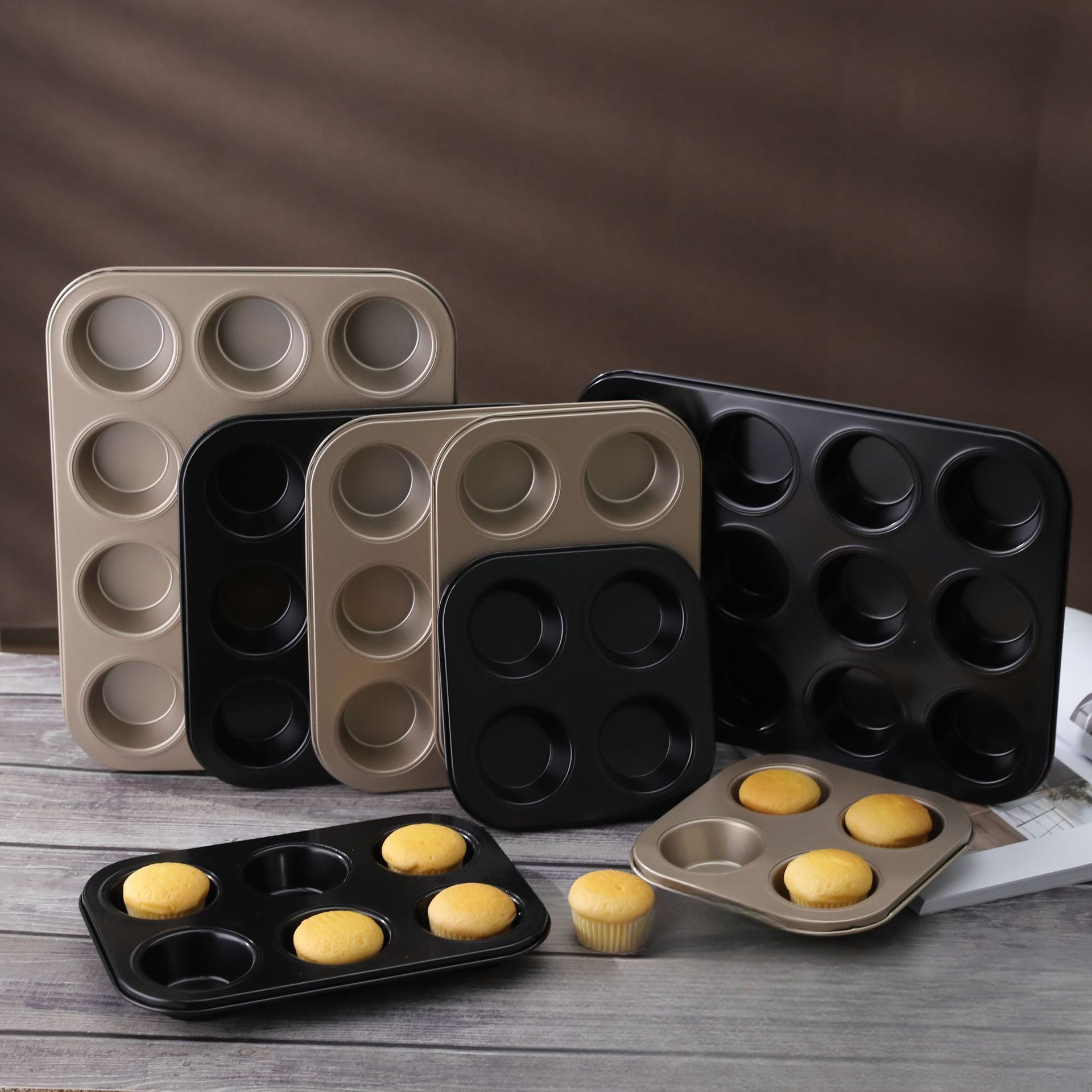 4/6/9/12Holes DIY Non-Stick Ca - Kitchen Oven Baking Pans avaliação e preço