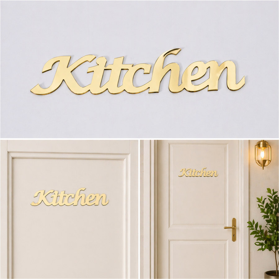 Kitchen Script Acrylic Mirror  - Kitchen Baking Cabinet avaliação e preço
