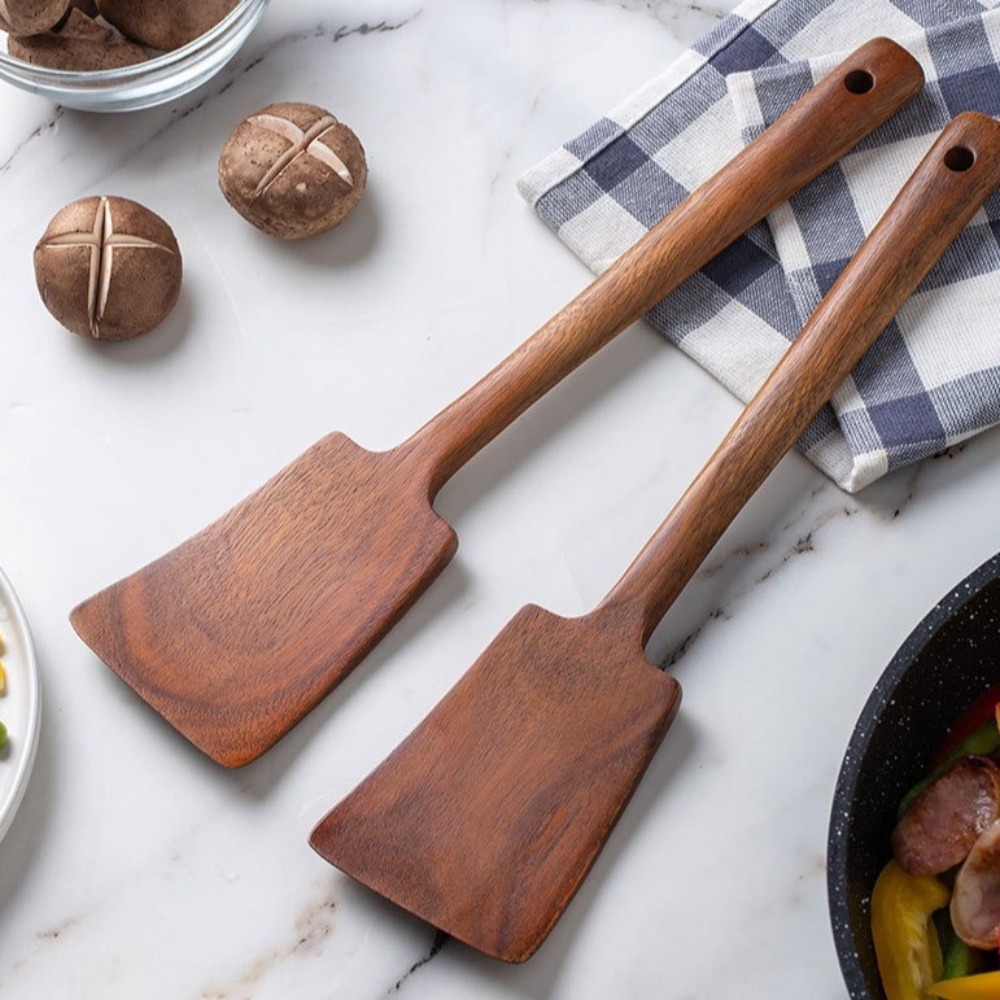 34cm Solid Wood Cooking Spatul - Offset Spatula Set avaliação e preço
