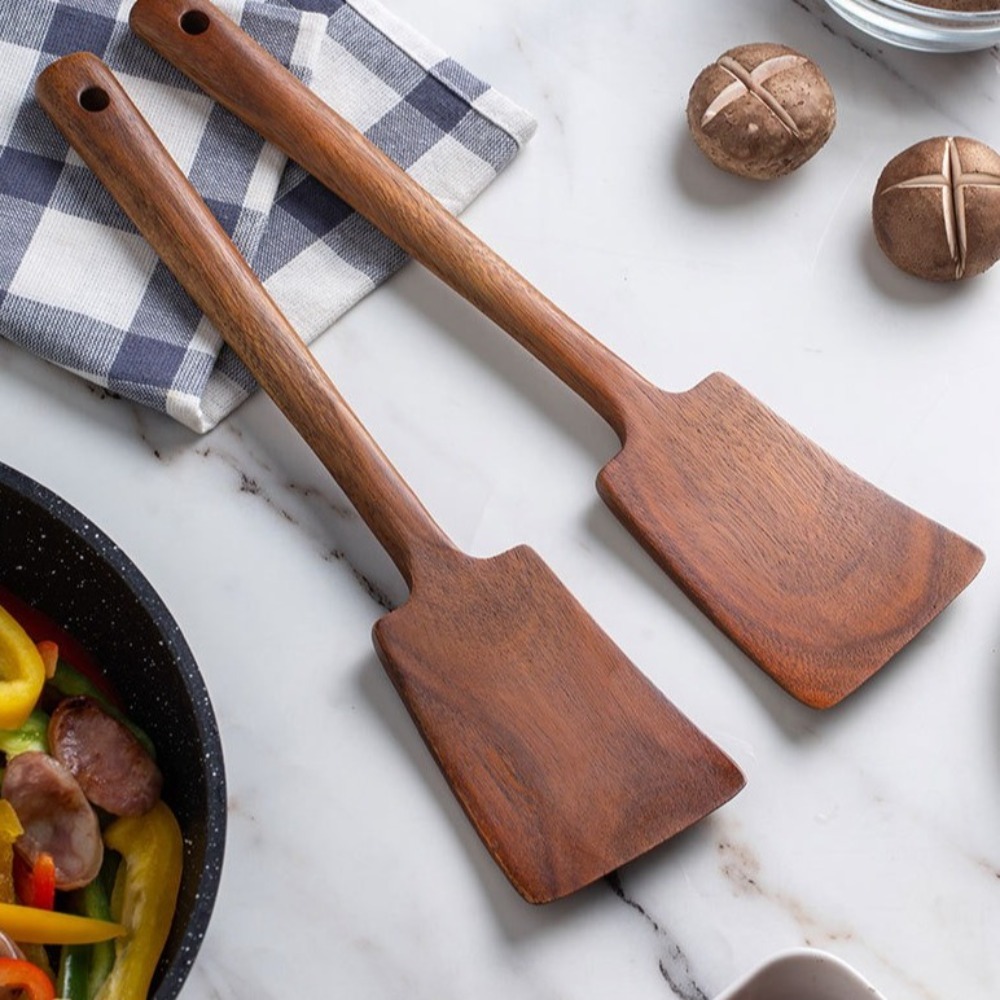 34cm Solid Wood Cooking Spatul - Offset Spatula Set avaliação e preço