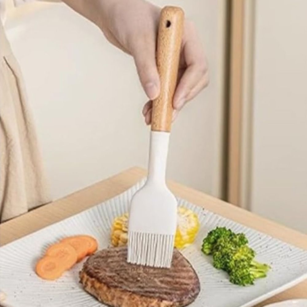 2PCS Wooden Handle Silicone Ba - Pastry Brush Silicone avaliação e preço