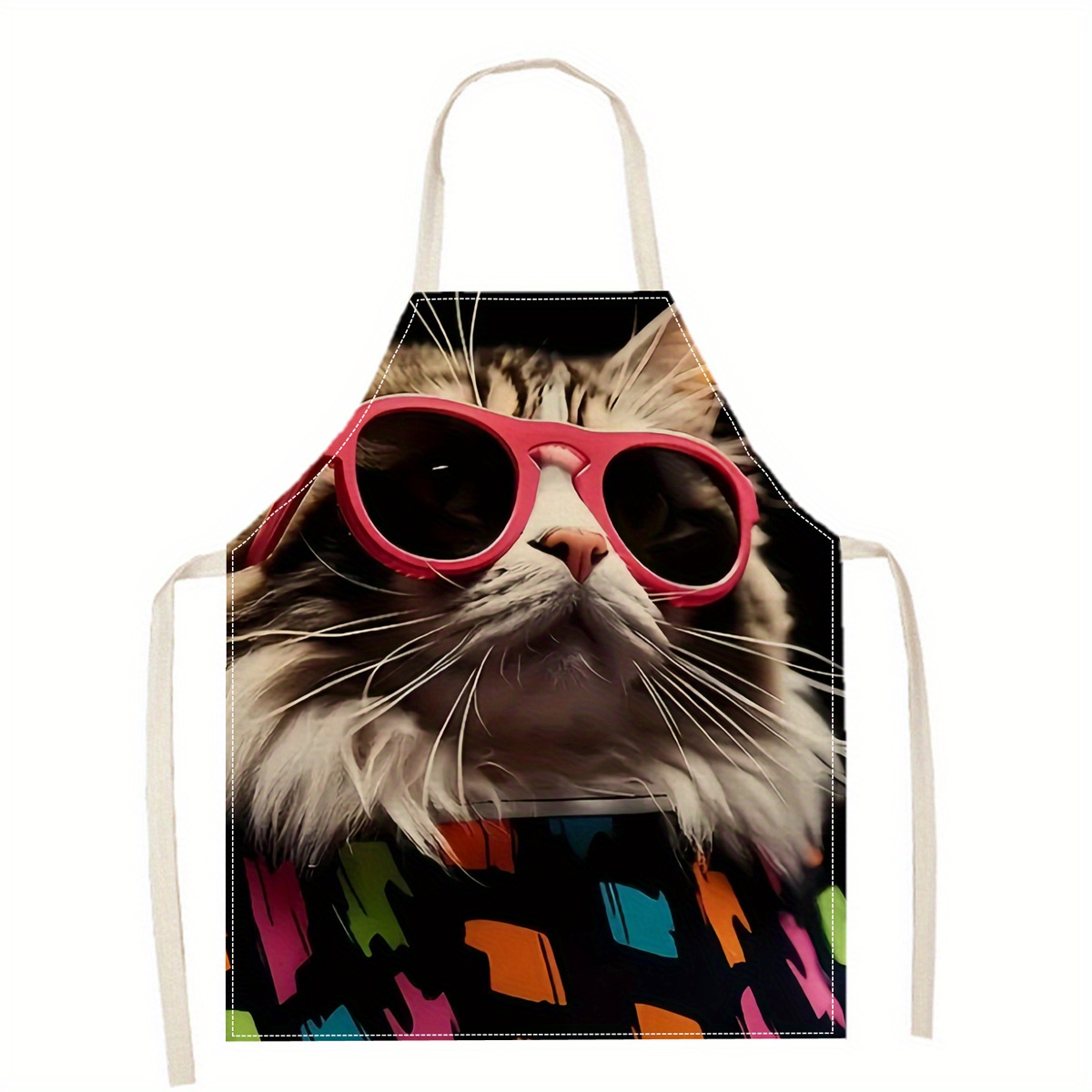 Linen Apron Funny Cat Sunglass - Kitchen Baking Gift Ideas avaliação e preço