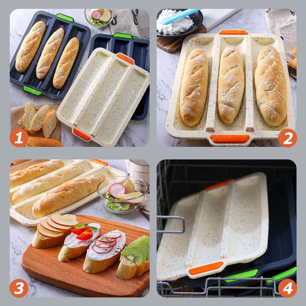 Silicone French Bread Mold 3 S - Baking Kitchen At Home avaliação e preço