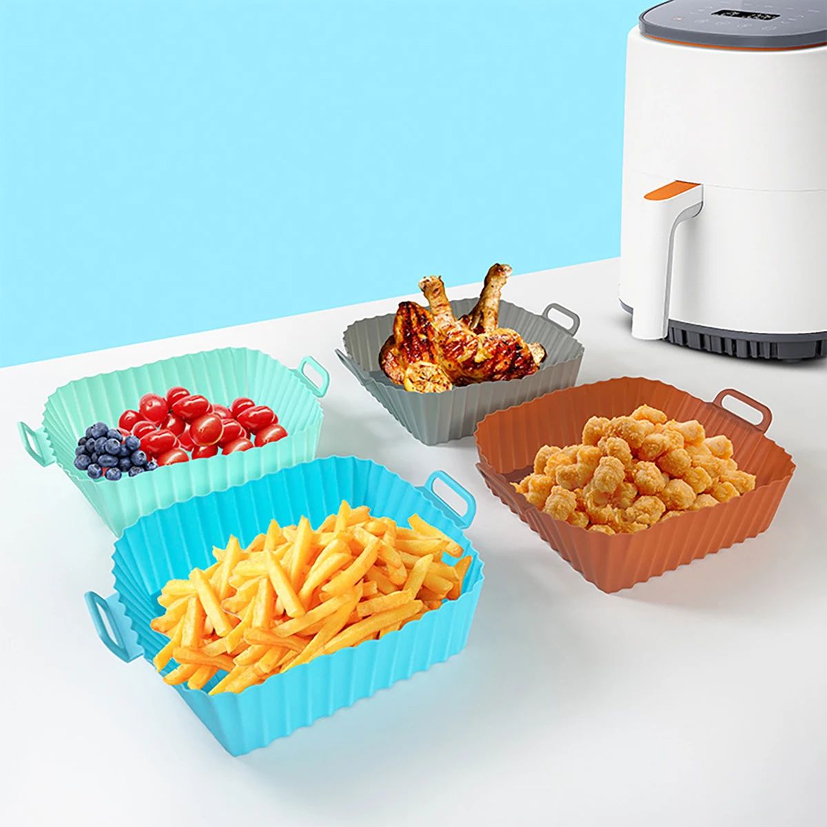 Silicone Fryer Mold Air Fryer  - Kitchen Oven Baking Pans avaliação e preço